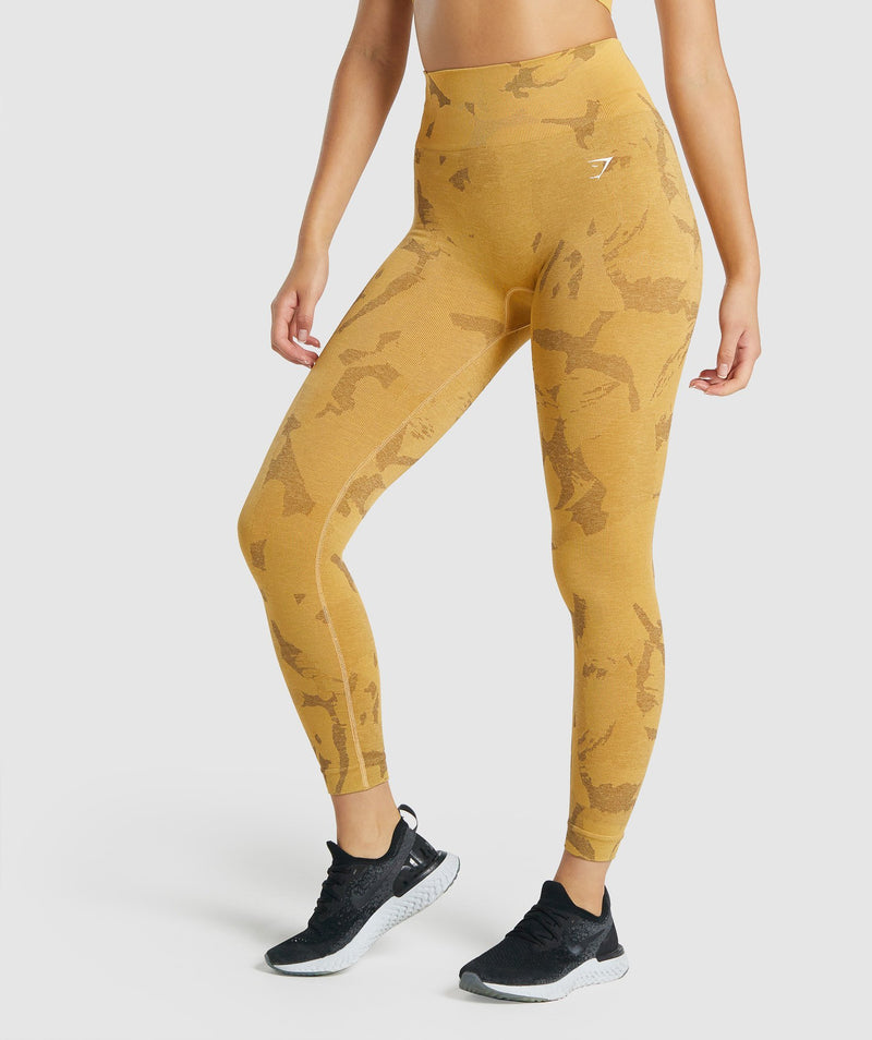 Gymshark Adapt Camo Seamless Leggings - Savanna | Yellow 
